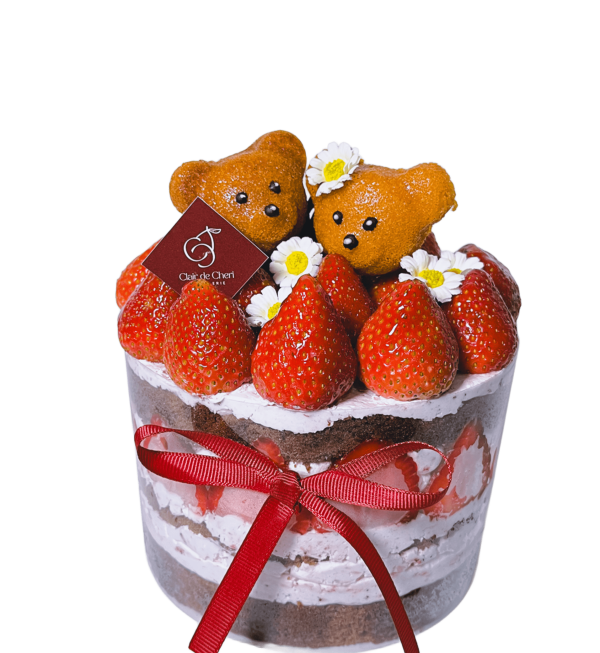 Straw-Bear-ry Vanilla Cake